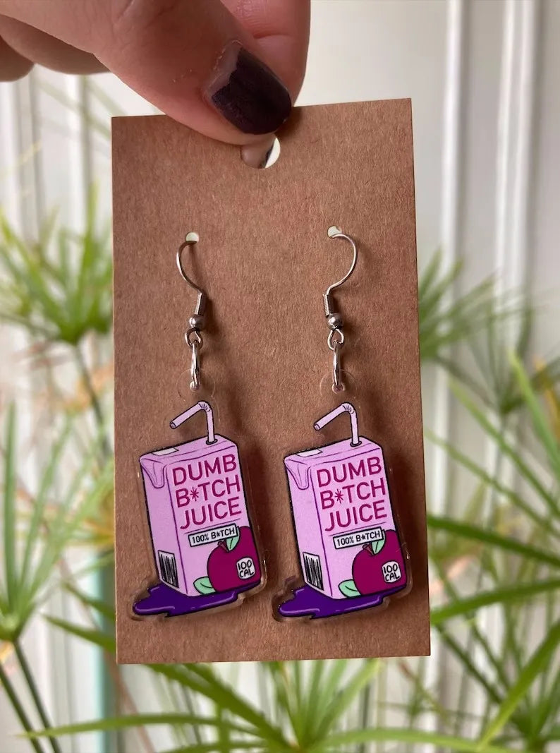 Dumb B*tch Juice Earrings | Lesbian Earrings | Funny Earrings | Big Earrings | LGBT | Gay | Lesbian | LGBT Pride | Alt