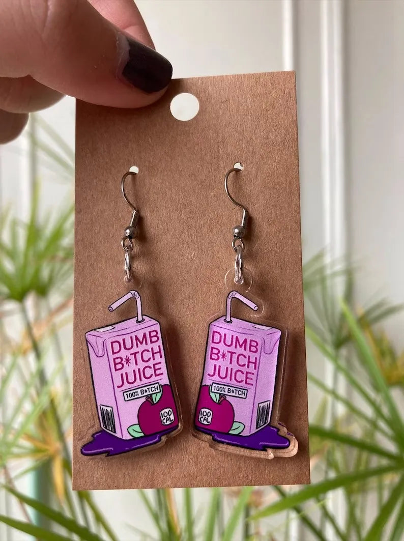 Dumb B*tch Juice Earrings | Lesbian Earrings | Funny Earrings | Big Earrings | LGBT | Gay | Lesbian | LGBT Pride | Alt