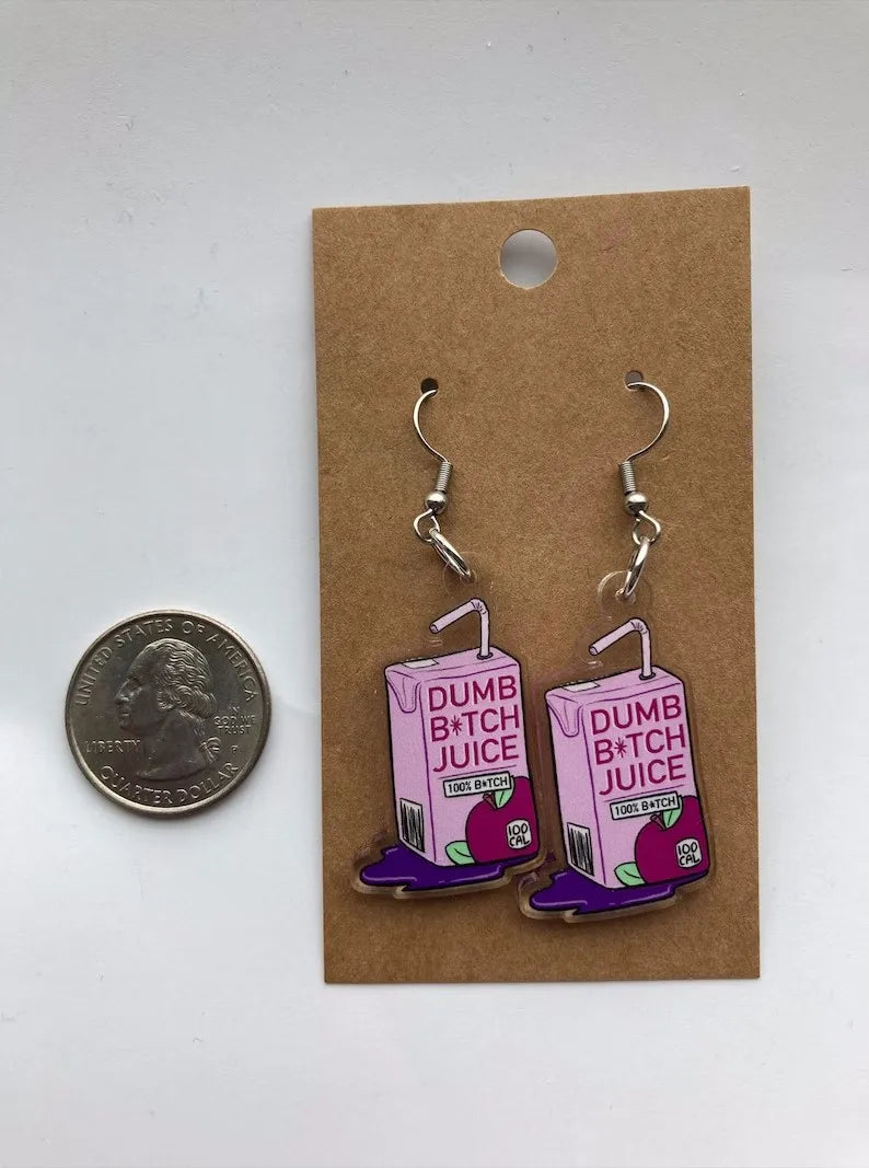 Dumb B*tch Juice Earrings | Lesbian Earrings | Funny Earrings | Big Earrings | LGBT | Gay | Lesbian | LGBT Pride | Alt