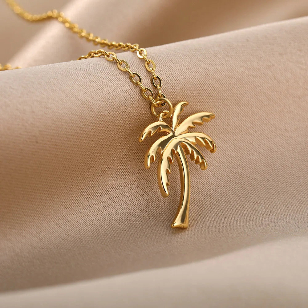 Coconut Palm Tree Necklace - Stainless Steel