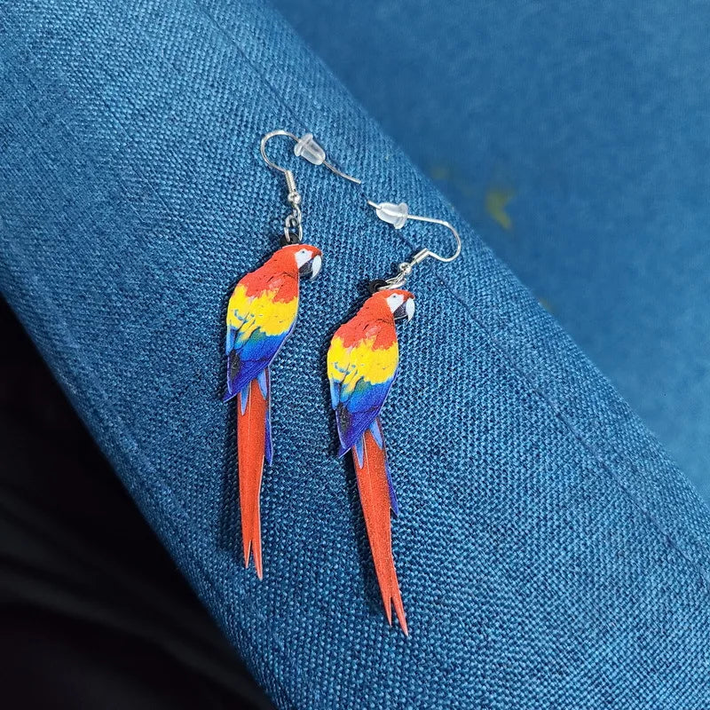 Donarsei Cute Acrylic Bird Earrings For Women Funny Hummingbird Pigeon Eagle Owl Parrot Animal Drop Earrings Novelty Jewelry