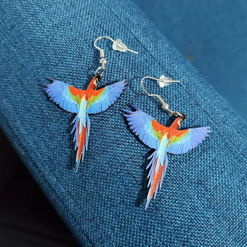 Donarsei Cute Acrylic Bird Earrings For Women Funny Hummingbird Pigeon Eagle Owl Parrot Animal Drop Earrings Novelty Jewelry