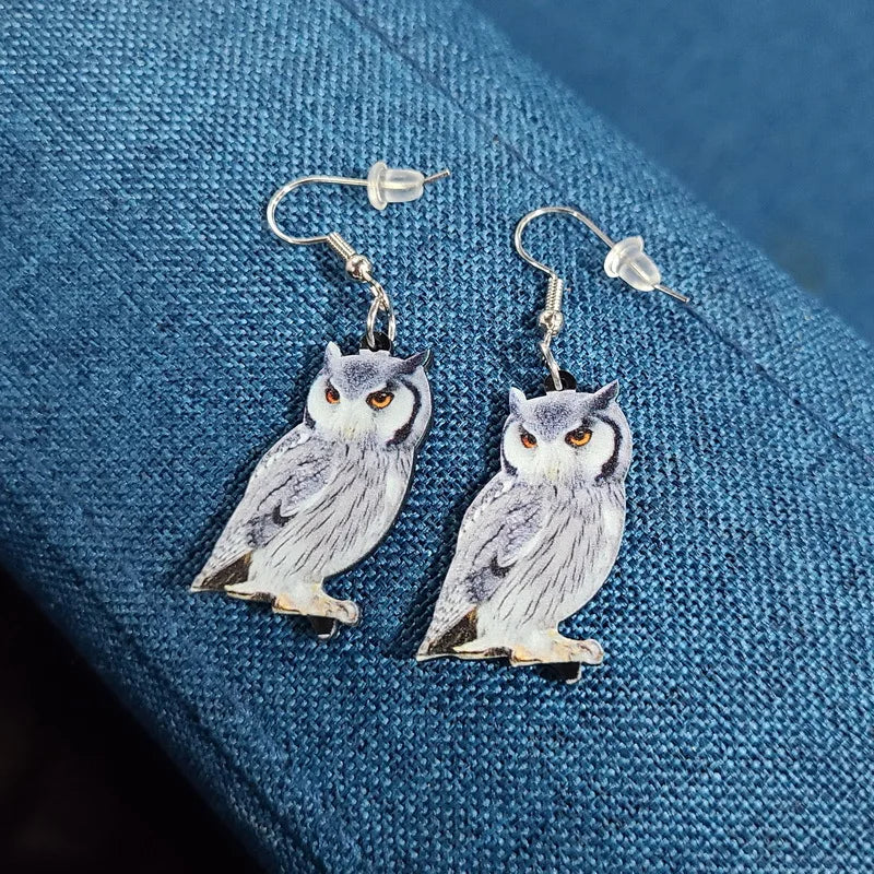 Donarsei Cute Acrylic Bird Earrings For Women Funny Hummingbird Pigeon Eagle Owl Parrot Animal Drop Earrings Novelty Jewelry