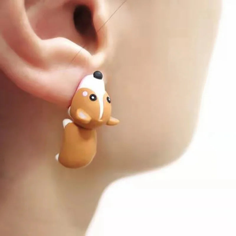 2pcs Cute Animal Bite Earring Cartoon Soft Clay Animal Earrings Dog Dinosaur Bite Earrings Dinosaur Earrings Party Fun Gifts