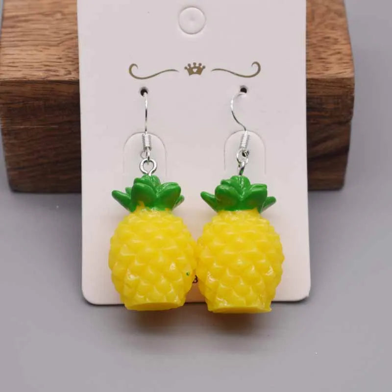 Earrings For Women Resin Handmade Cartoons Rainbow Lollipop Ice Strawberry Popcorn Pineapple Banana  Drop Funny Gift