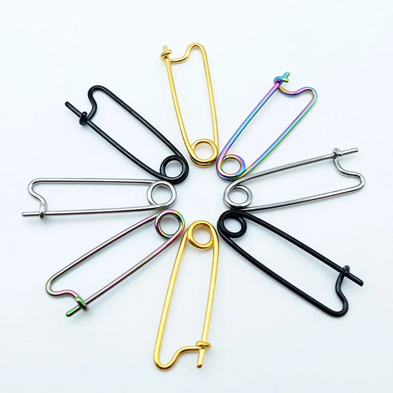 2Pcs/1Pair Stainless Steel Punk Pin Earrings Unique Design Paperclip Safety Steel Stud Funny Earrings Women Man Gothic Jewelry