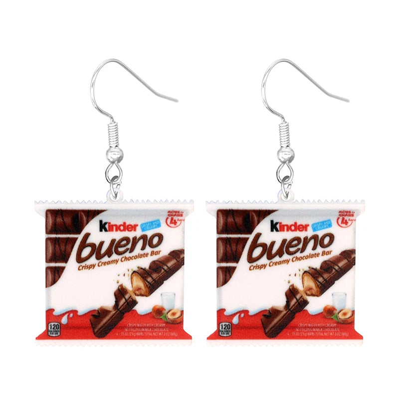 Earrings for Women 2D Acrylic Cute Snacks Girls Foods Funny Candy Chocolate Cookies