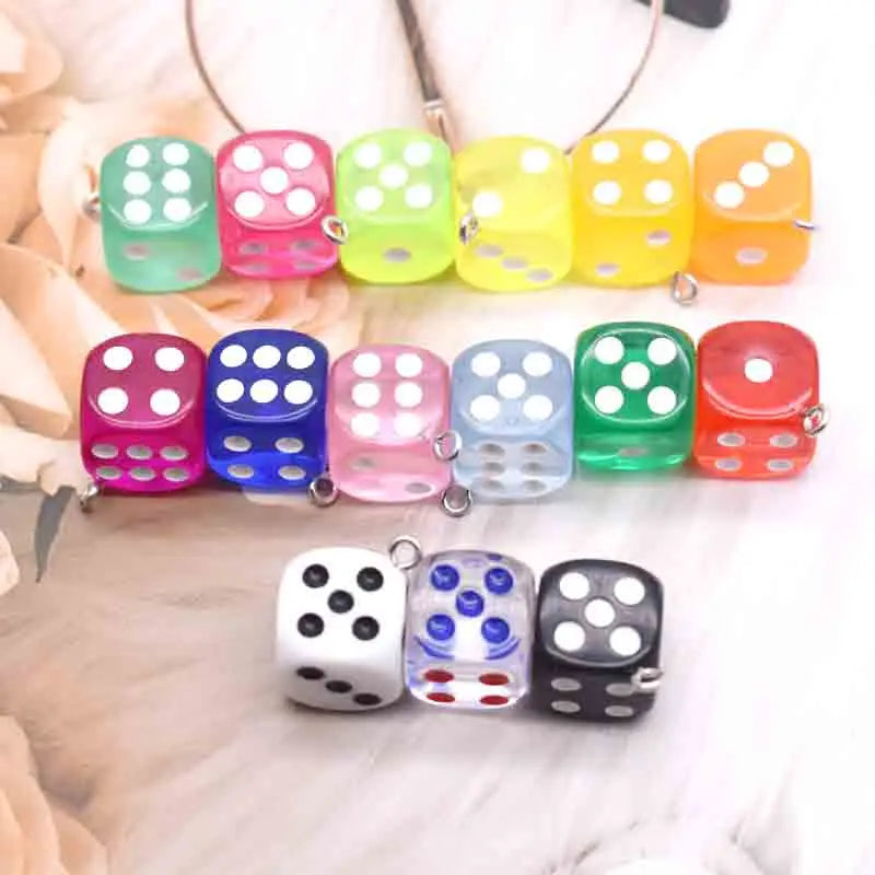 14mm Earring For Women Resin Handmade Cute Mini Colorful Dices Charms Drop Earrings Funny Gift