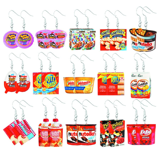 Earrings for Women 2D Acrylic Cute Snacks Potato Chips Girls Foods Funny