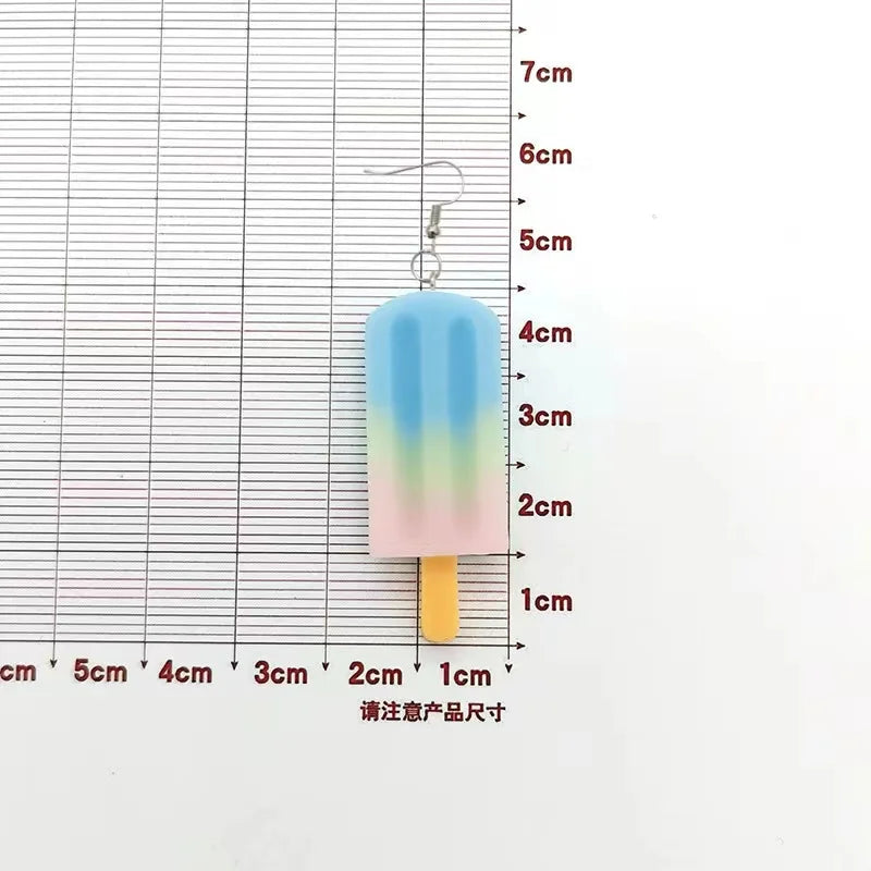 Earring For Women Resin Handmade Cartoons 7 Colors 3D Simulated Gradient Ice Cream Drop Earrings Funny Gift