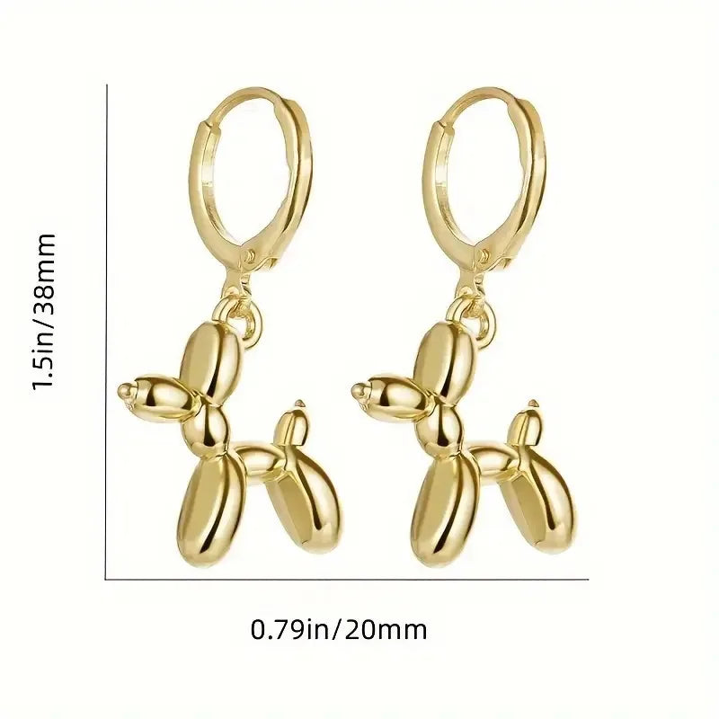 Creative Mini Balloon Dog Pendant Hoop Earrings for Women Korean Fashion Lovely Cartoon Dog Funny Earring Egirls Jewelry Gift