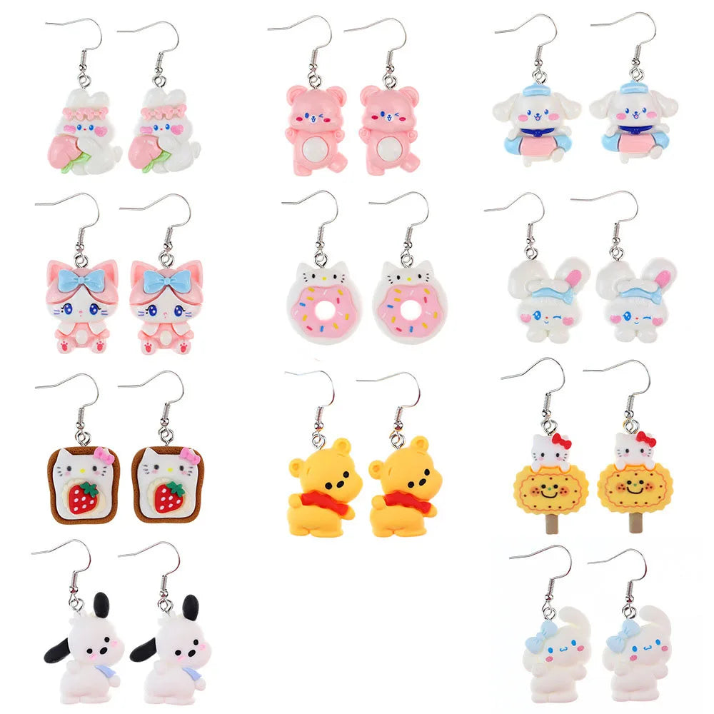 1 Pair Fun Cute Cartoon Animal Dog Series Earrings Creative Children's Fun Ear Hook Earrings