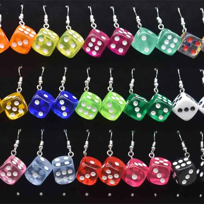 14mm Earring For Women Resin Handmade Cute Mini Colorful Dices Charms Drop Earrings Funny Gift