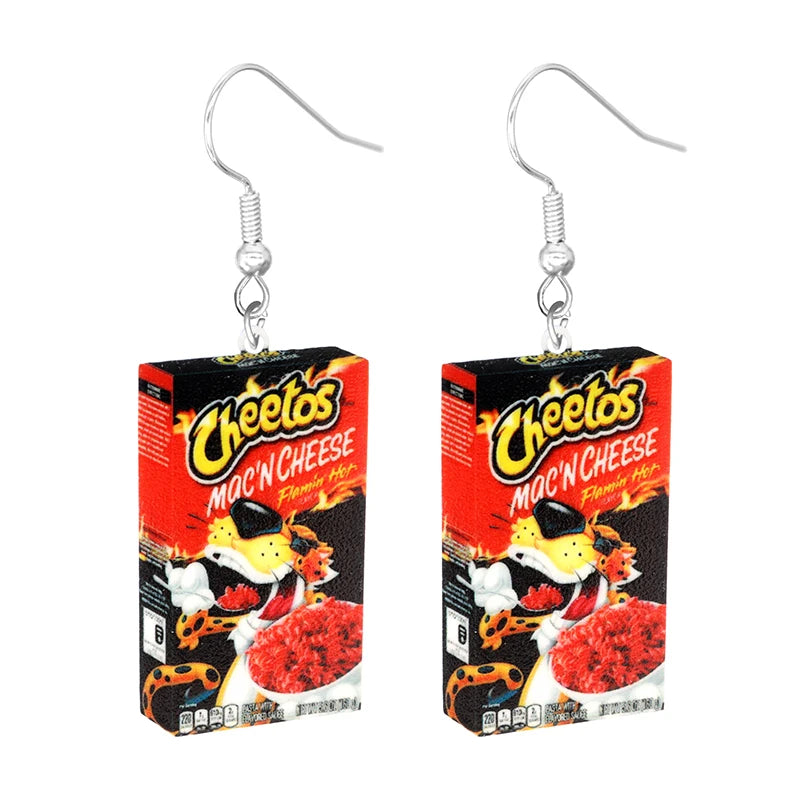 Earrings for Women 2D Acrylic Cute Snacks Potato Chips Girls Foods Funny